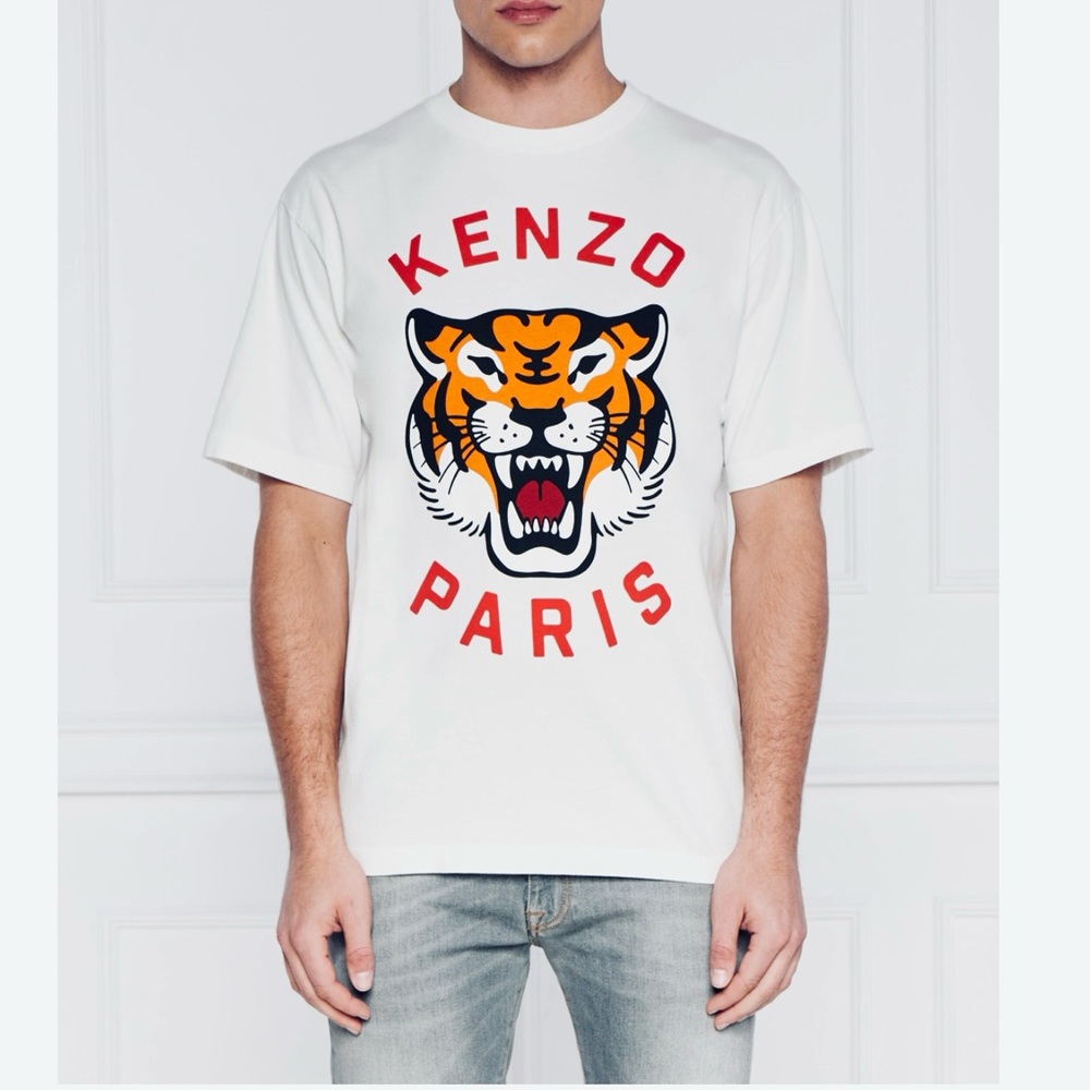 BNWT Men White “Lucky Tiger”Oversized T-Shirt